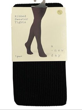 a new day Black Ribbed Sweater Tights